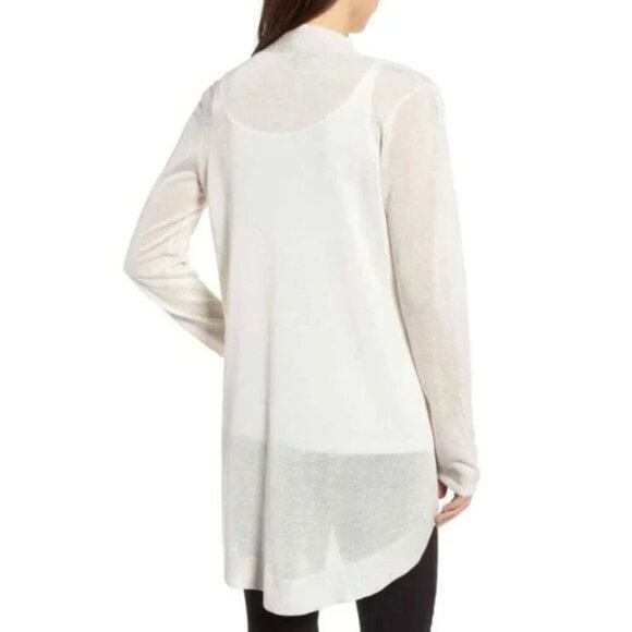 Eileen Fisher Wool Tencel Cardigan XXS Bone Open Front Lightweight Draped - Picture 5 of 9
